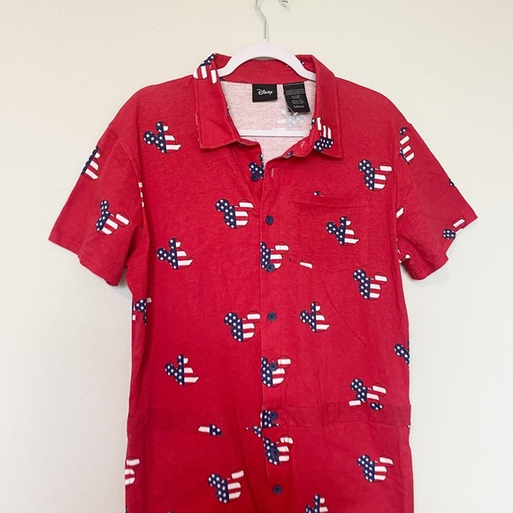 Disney Mickey Mouse Unisex Romper Shorts American Flag Patriotic Red/Blue Large - Picture 3 of 10